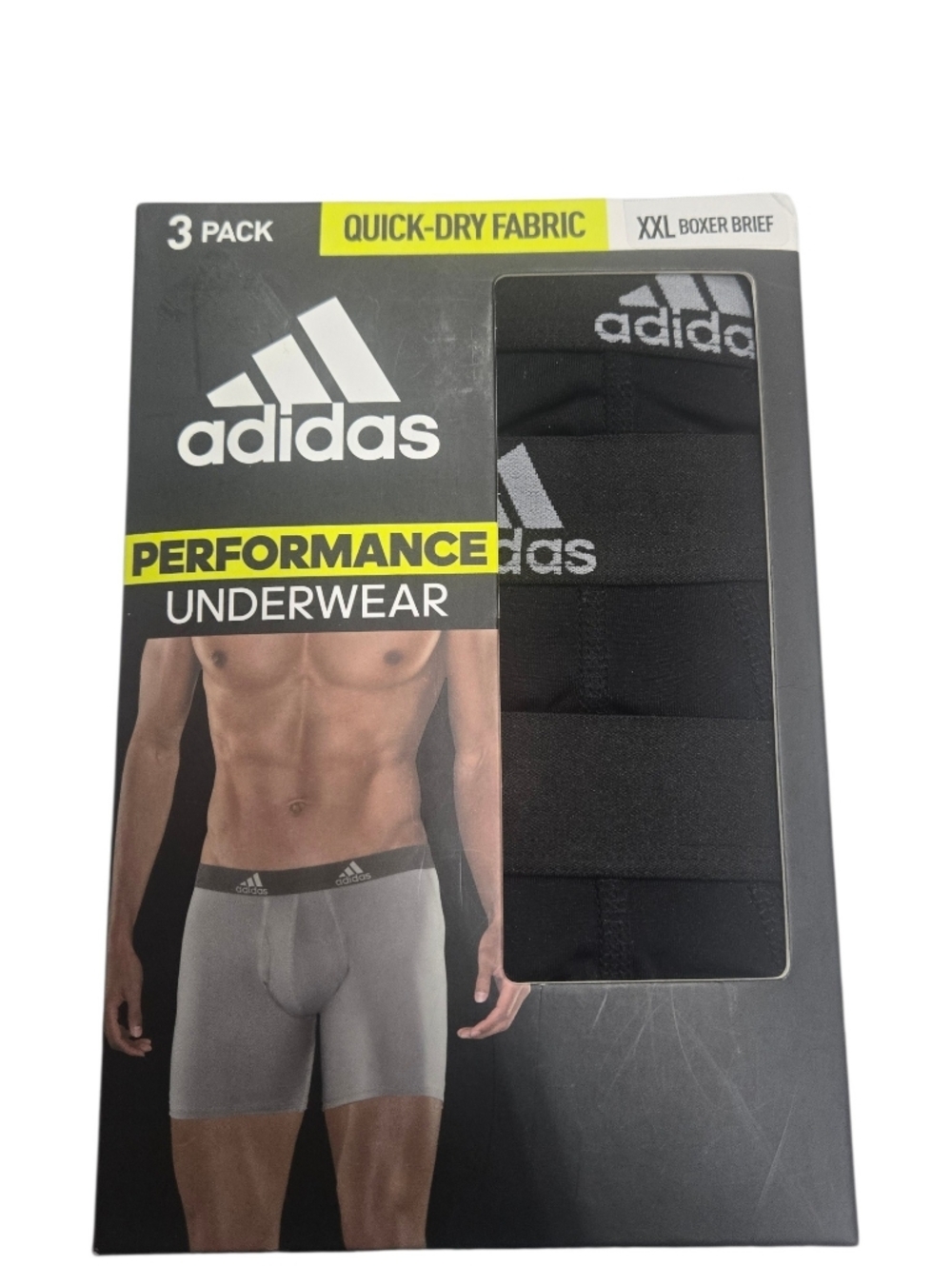 adidas Black Men’s Boxer‎ Briefs 3-Pack with Logo Waistband